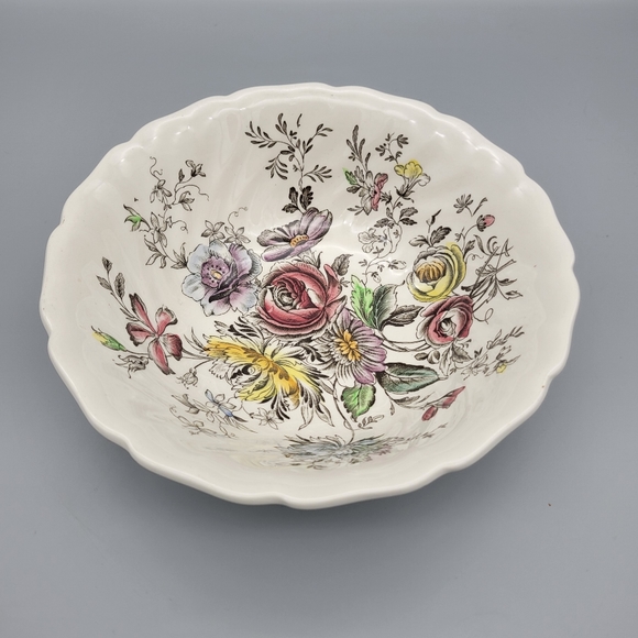 Vintage Johnson Brothers Sheraton Floral Center Serving Bowl Vintage Johnson Bro - Picture 9 of 12